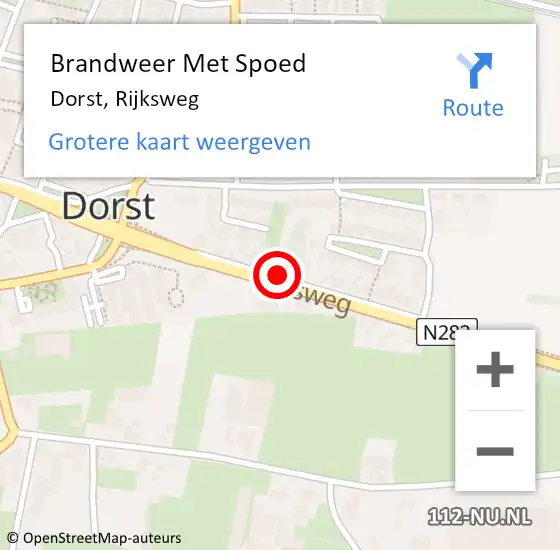 Locatie op kaart van de 112 melding: Brandweer Met Spoed Naar Dorst, Rijksweg op 11 januari 2016 19:50