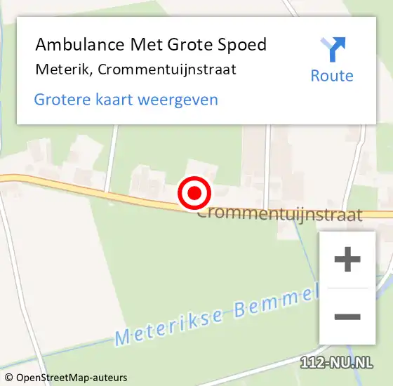 Locatie op kaart van de 112 melding: Ambulance Met Grote Spoed Naar Meterik, Crommentuijnstraat op 2 december 2013 22:53