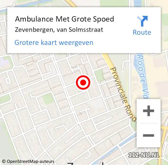 Locatie op kaart van de 112 melding: Ambulance Met Grote Spoed Naar Zevenbergen, van Solmsstraat op 11 januari 2016 23:08