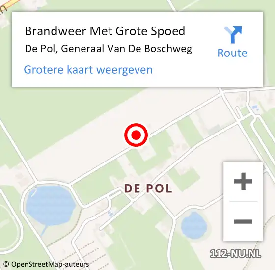 Locatie op kaart van de 112 melding: Brandweer Met Grote Spoed Naar De Pol, Generaal Van De Boschweg op 11 januari 2016 23:11