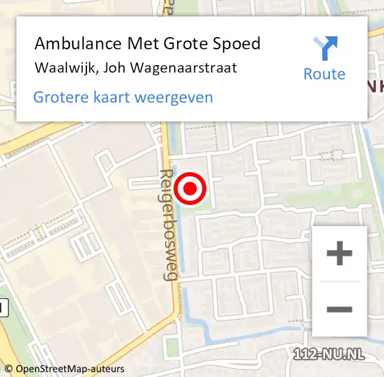 Locatie op kaart van de 112 melding: Ambulance Met Grote Spoed Naar Waalwijk, Joh Wagenaarstraat op 11 januari 2016 23:27