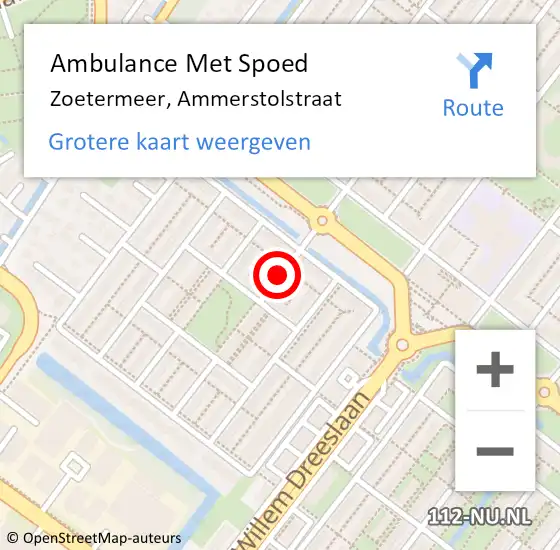 Locatie op kaart van de 112 melding: Ambulance Met Spoed Naar Zoetermeer, Ammerstolstraat op 12 januari 2016 00:30