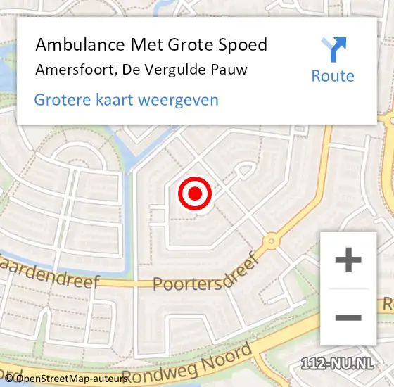 Locatie op kaart van de 112 melding: Ambulance Met Grote Spoed Naar Amersfoort, De Vergulde Pauw op 2 december 2013 23:22