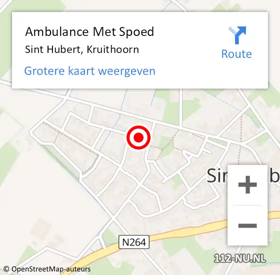 Locatie op kaart van de 112 melding: Ambulance Met Spoed Naar Sint Hubert, Kruithoorn op 12 januari 2016 01:02