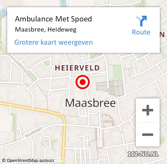 Locatie op kaart van de 112 melding: Ambulance Met Spoed Naar Maasbree, Heideweg op 2 december 2013 23:24