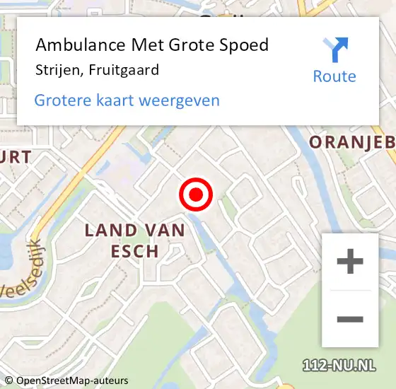 Locatie op kaart van de 112 melding: Ambulance Met Grote Spoed Naar Strijen, Fruitgaard op 12 januari 2016 02:32