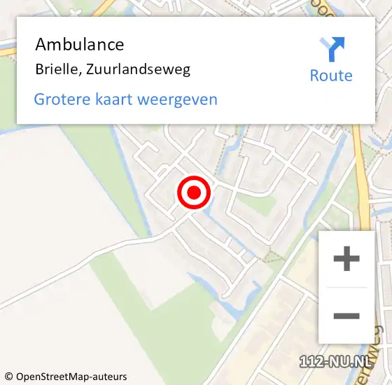 Locatie op kaart van de 112 melding: Ambulance Brielle, Zuurlandseweg op 2 december 2013 23:31