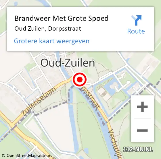 Locatie op kaart van de 112 melding: Brandweer Met Grote Spoed Naar Oud Zuilen, Dorpsstraat op 12 januari 2016 08:08