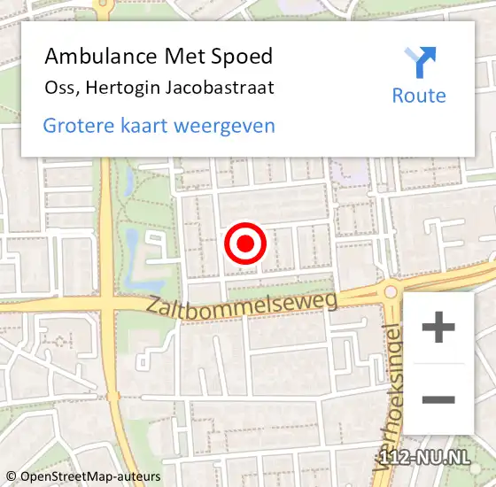 Locatie op kaart van de 112 melding: Ambulance Met Spoed Naar Oss, Hertogin Jacobastraat op 12 januari 2016 08:41