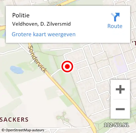 Locatie op kaart van de 112 melding: Politie Veldhoven, D. Zilversmid op 12 januari 2016 09:05