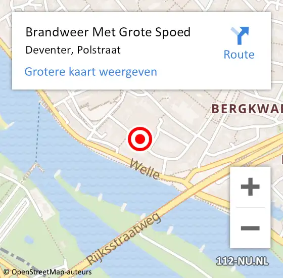 Locatie op kaart van de 112 melding: Brandweer Met Grote Spoed Naar Deventer, Polstraat op 12 januari 2016 09:10