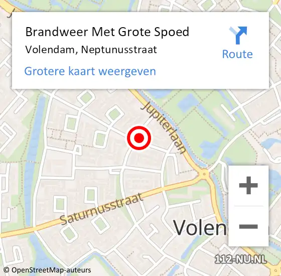 Locatie op kaart van de 112 melding: Brandweer Met Grote Spoed Naar Volendam, Neptunusstraat op 3 december 2013 00:13