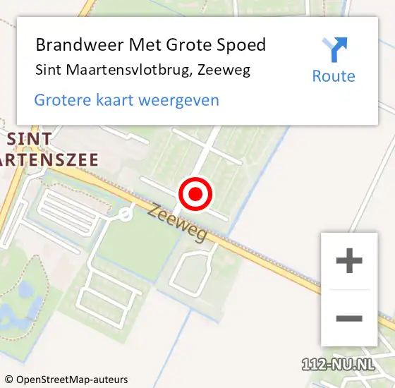 Locatie op kaart van de 112 melding: Brandweer Met Grote Spoed Naar Sint Maartensvlotbrug, Zeeweg op 12 januari 2016 09:46