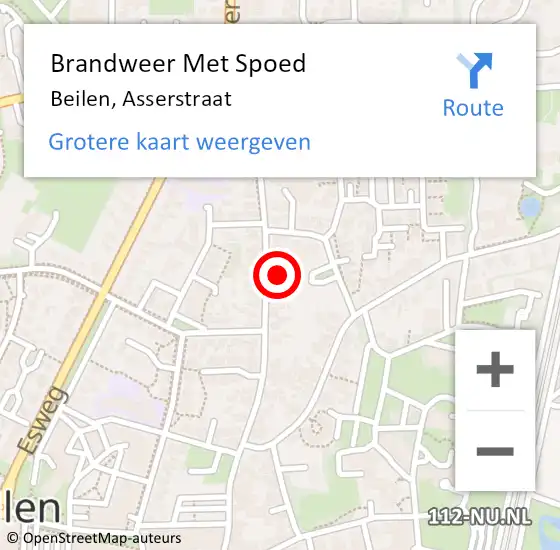 Locatie op kaart van de 112 melding: Brandweer Met Spoed Naar Beilen, Asserstraat op 3 december 2013 00:31