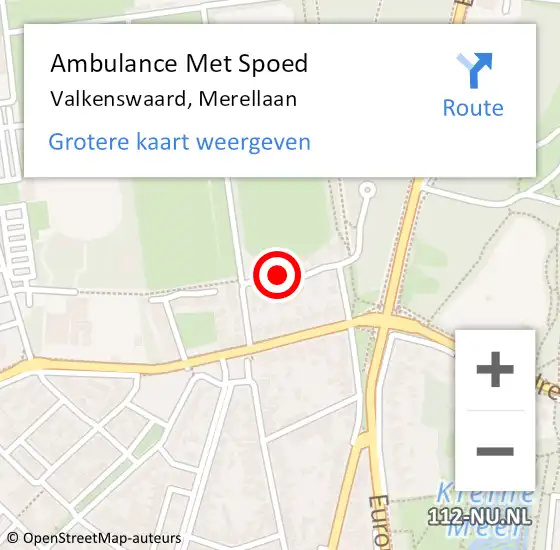 Locatie op kaart van de 112 melding: Ambulance Met Spoed Naar Valkenswaard, Merellaan op 12 januari 2016 10:49