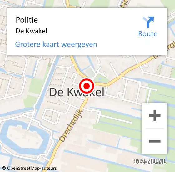 Locatie op kaart van de 112 melding: Politie De Kwakel op 12 januari 2016 10:55