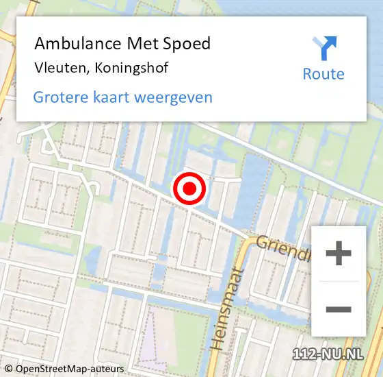 Locatie op kaart van de 112 melding: Ambulance Met Spoed Naar Vleuten, Koningshof op 12 januari 2016 11:12