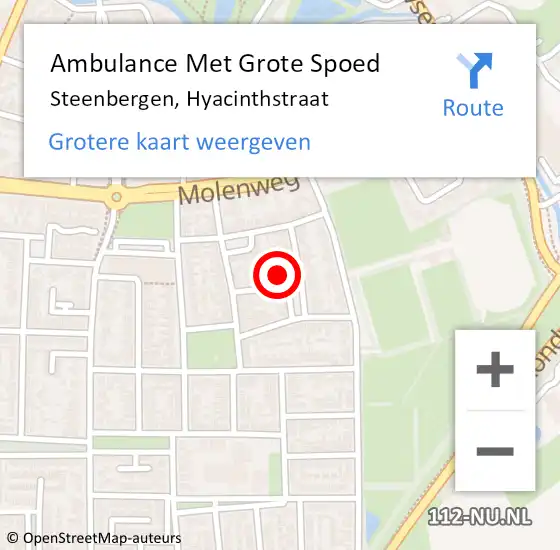 Locatie op kaart van de 112 melding: Ambulance Met Grote Spoed Naar Steenbergen, Hyacinthstraat op 12 januari 2016 11:57