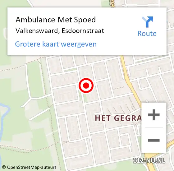 Locatie op kaart van de 112 melding: Ambulance Met Spoed Naar Valkenswaard, Esdoornstraat op 12 januari 2016 11:59