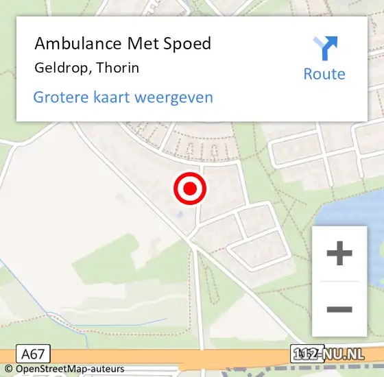 Locatie op kaart van de 112 melding: Ambulance Met Spoed Naar Geldrop, Thorin op 12 januari 2016 12:52