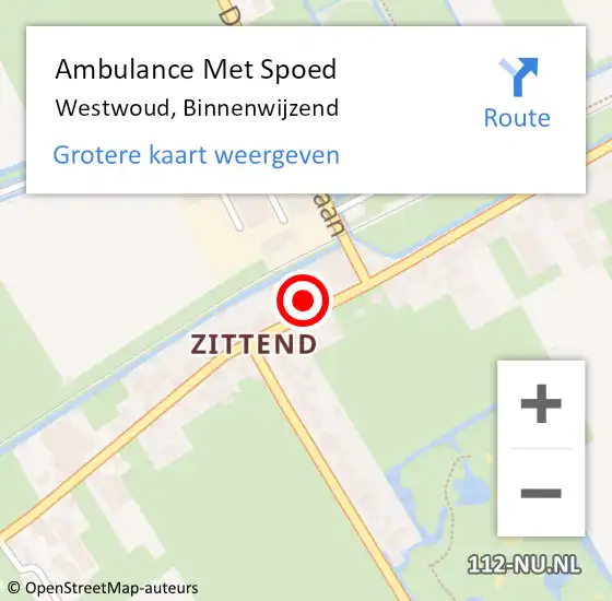 Locatie op kaart van de 112 melding: Ambulance Met Spoed Naar Westwoud, Binnenwijzend op 12 januari 2016 14:09