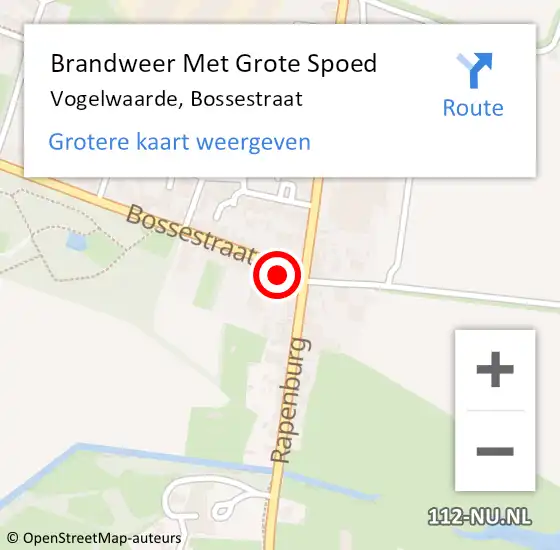 Locatie op kaart van de 112 melding: Brandweer Met Grote Spoed Naar Vogelwaarde, Bossestraat op 12 januari 2016 14:09