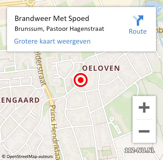 Locatie op kaart van de 112 melding: Brandweer Met Spoed Naar Brunssum, Pastoor Hagenstraat op 12 januari 2016 14:53