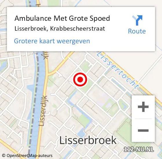 Locatie op kaart van de 112 melding: Ambulance Met Grote Spoed Naar Lisserbroek, Krabbescheerstraat op 12 januari 2016 15:06