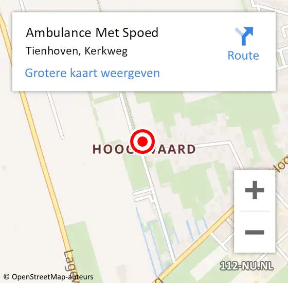 Locatie op kaart van de 112 melding: Ambulance Met Spoed Naar Tienhoven, Kerkweg op 12 januari 2016 15:34