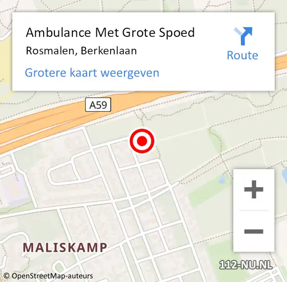 Locatie op kaart van de 112 melding: Ambulance Met Grote Spoed Naar Rosmalen, Berkenlaan op 12 januari 2016 15:47