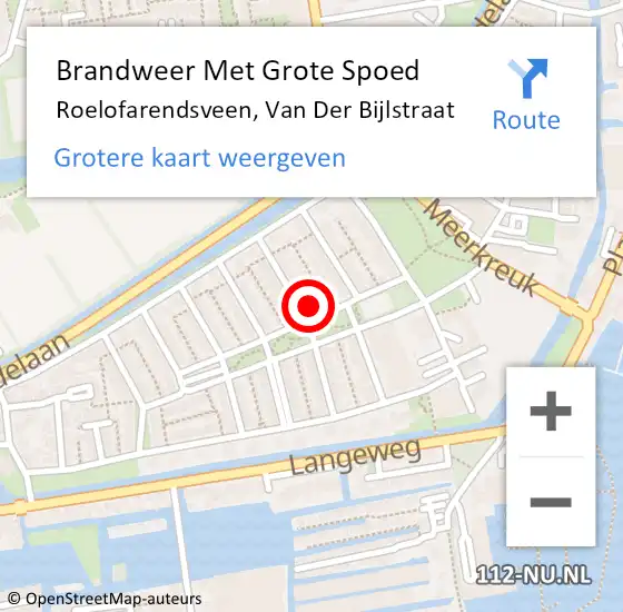 Locatie op kaart van de 112 melding: Brandweer Met Grote Spoed Naar Roelofarendsveen, Van Der Bijlstraat op 12 januari 2016 16:18