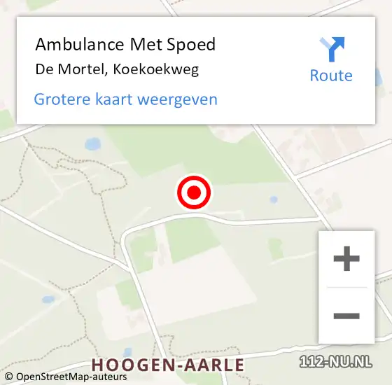 Locatie op kaart van de 112 melding: Ambulance Met Spoed Naar De Mortel, Koekoekweg op 12 januari 2016 16:23