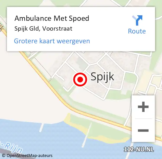 Locatie op kaart van de 112 melding: Ambulance Met Spoed Naar Spijk Gld, Voorstraat op 12 januari 2016 16:32