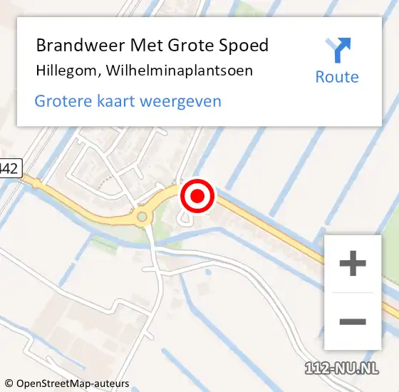 Locatie op kaart van de 112 melding: Brandweer Met Grote Spoed Naar Hillegom, Wilhelminaplantsoen op 12 januari 2016 16:38