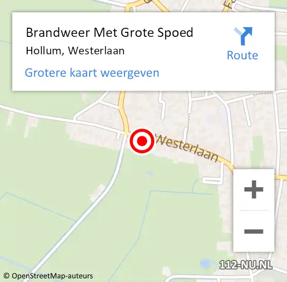 Locatie op kaart van de 112 melding: Brandweer Met Grote Spoed Naar Hollum, Westerlaan op 12 januari 2016 16:59