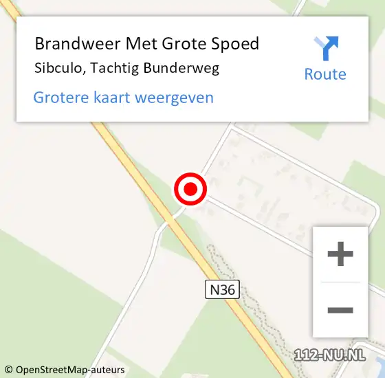 Locatie op kaart van de 112 melding: Brandweer Met Grote Spoed Naar Sibculo, Tachtig Bunderweg op 12 januari 2016 17:03