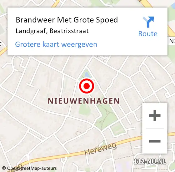 Locatie op kaart van de 112 melding: Brandweer Met Grote Spoed Naar Landgraaf, Beatrixstraat op 12 januari 2016 17:06