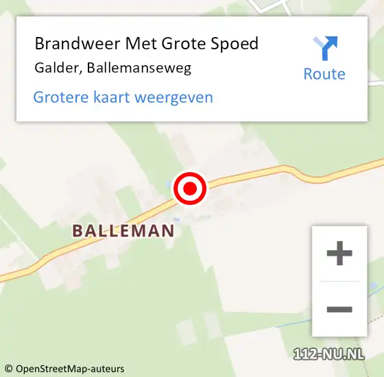 Locatie op kaart van de 112 melding: Brandweer Met Grote Spoed Naar Galder, Ballemanseweg op 12 januari 2016 17:07