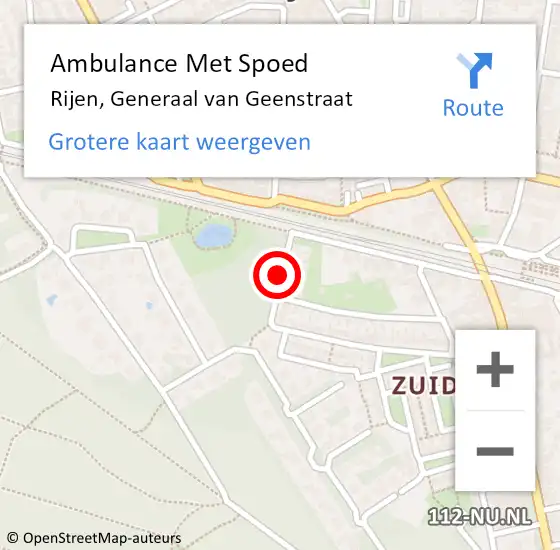 Locatie op kaart van de 112 melding: Ambulance Met Spoed Naar Rijen, Generaal van Geenstraat op 12 januari 2016 17:18