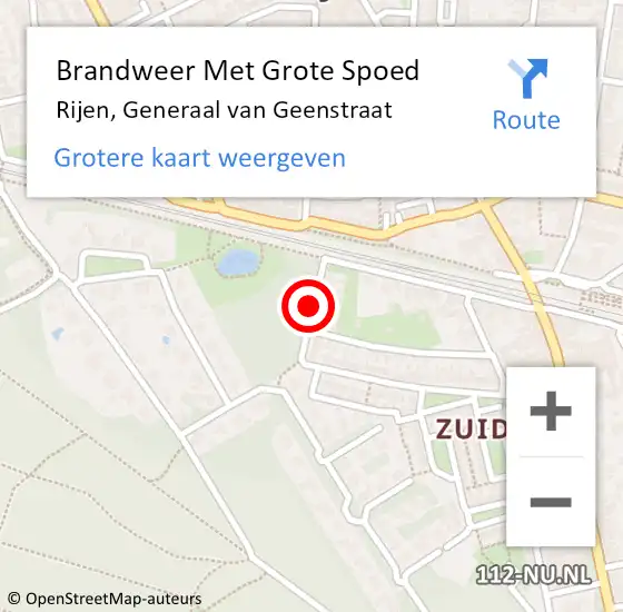 Locatie op kaart van de 112 melding: Brandweer Met Grote Spoed Naar Rijen, Generaal van Geenstraat op 12 januari 2016 17:26