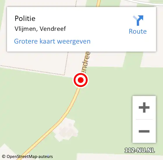 Locatie op kaart van de 112 melding: Politie Vlijmen, Vendreef op 12 januari 2016 17:30