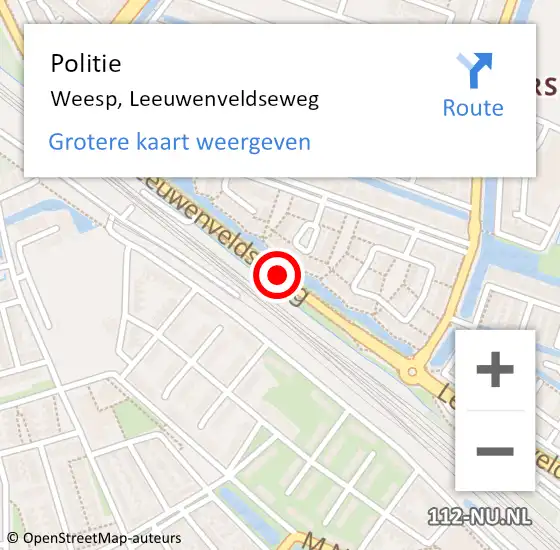 Locatie op kaart van de 112 melding: Politie Weesp, Leeuwenveldseweg op 12 januari 2016 17:58