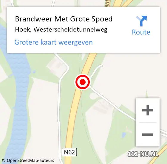 Locatie op kaart van de 112 melding: Brandweer Met Grote Spoed Naar Hoek, Westerscheldetunnelweg op 12 januari 2016 17:59