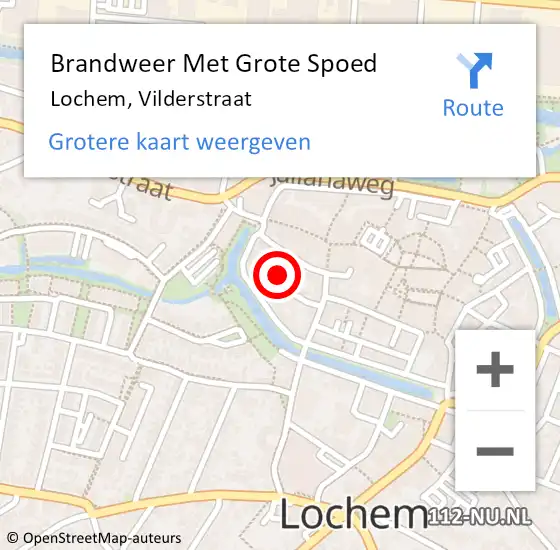 Locatie op kaart van de 112 melding: Brandweer Met Grote Spoed Naar Lochem, Vilderstraat op 12 januari 2016 18:04