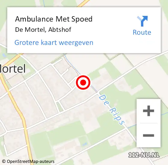 Locatie op kaart van de 112 melding: Ambulance Met Spoed Naar De Mortel, Abtshof op 12 januari 2016 18:30