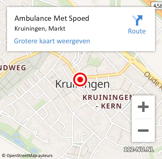 Locatie op kaart van de 112 melding: Ambulance Met Spoed Naar Kruiningen, Markt op 12 januari 2016 19:10