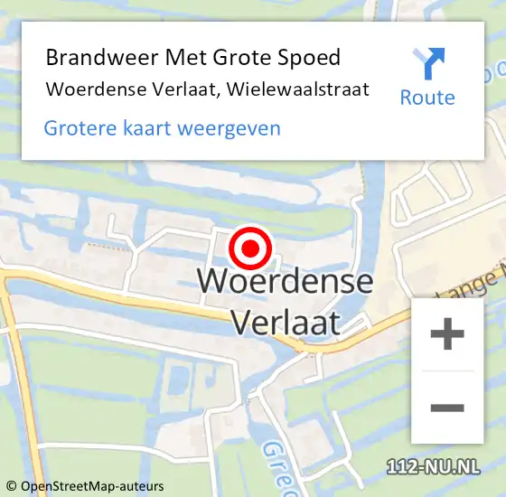 Locatie op kaart van de 112 melding: Brandweer Met Grote Spoed Naar Woerdense Verlaat, Wielewaalstraat op 12 januari 2016 19:22