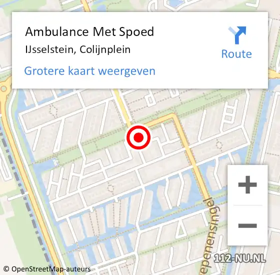 Locatie op kaart van de 112 melding: Ambulance Met Spoed Naar IJsselstein, Colijnplein op 3 december 2013 04:09