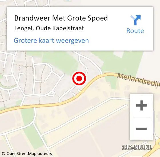 Locatie op kaart van de 112 melding: Brandweer Met Grote Spoed Naar Lengel, Oude Kapelstraat op 12 januari 2016 19:42