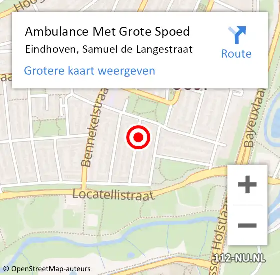 Locatie op kaart van de 112 melding: Ambulance Met Grote Spoed Naar Eindhoven, Samuel de Langestraat op 12 januari 2016 19:58
